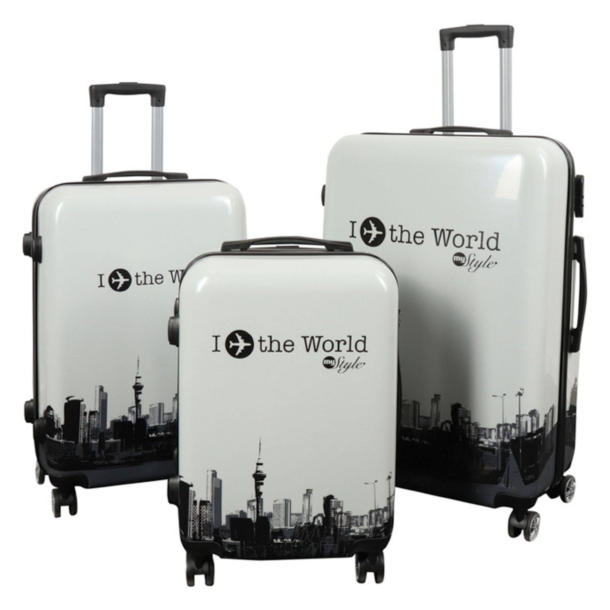 Kuffert - Kuffert med motiv - I Love The World hvid - Hardcase letvægt kuffert