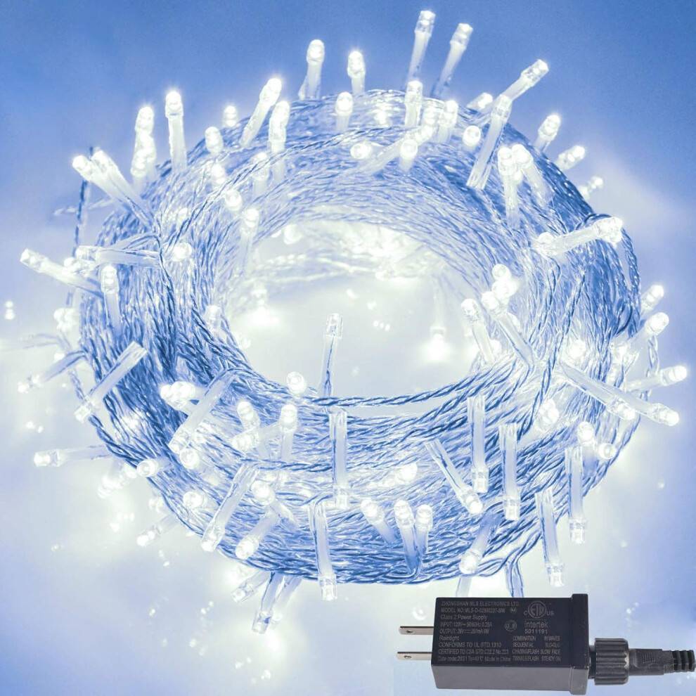 Lyskæde, indendørs/udendørs dekoration med multifunktionscontroller, forlængelig varm hvid 200 LED-lys for sikkerhed, vandtæt design, atmosfære