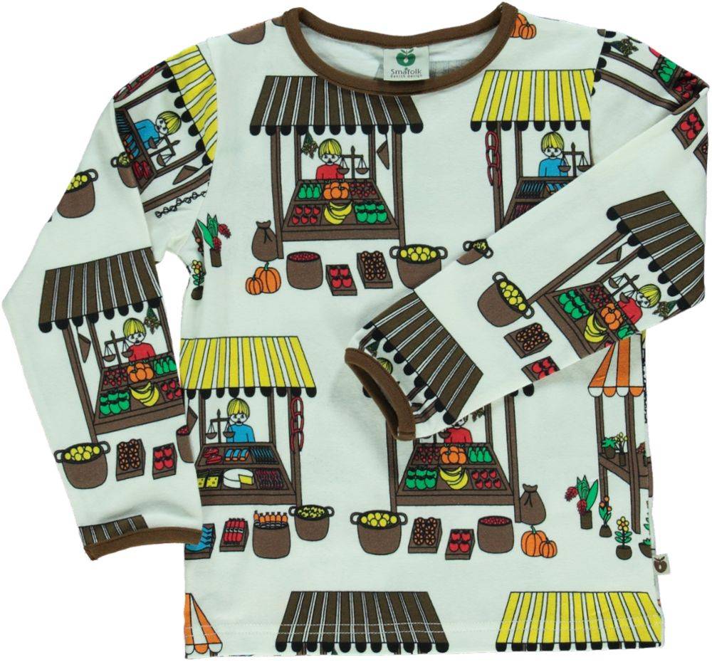 Langærmet bluse med madboder - White / 5-6