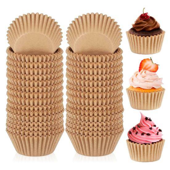 1000 st muffinskopp Smörjtäta muffinsfodral Non-stick Högtemperaturbeständig dessertbakform för kök brun