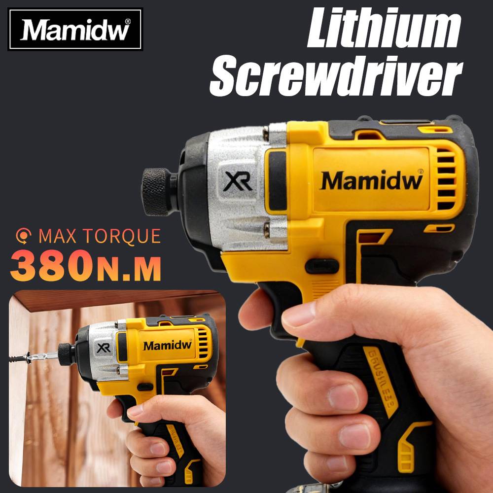Mamidw Cordless Impact Screwdriver 380N.M Max Torque Lithium Electric Impact Driver Portable Power Screwdriver for Woodworking Furniture Screw Fastening & Removal, For DEWALT 20V Battery PIN
