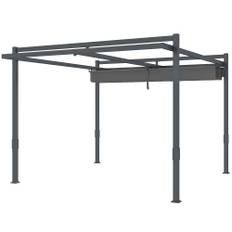 Pergola pavillon ca. 3,5x3m aluminium stabil vinterbestandig solbeskyttelse med justerbart skydetag grå