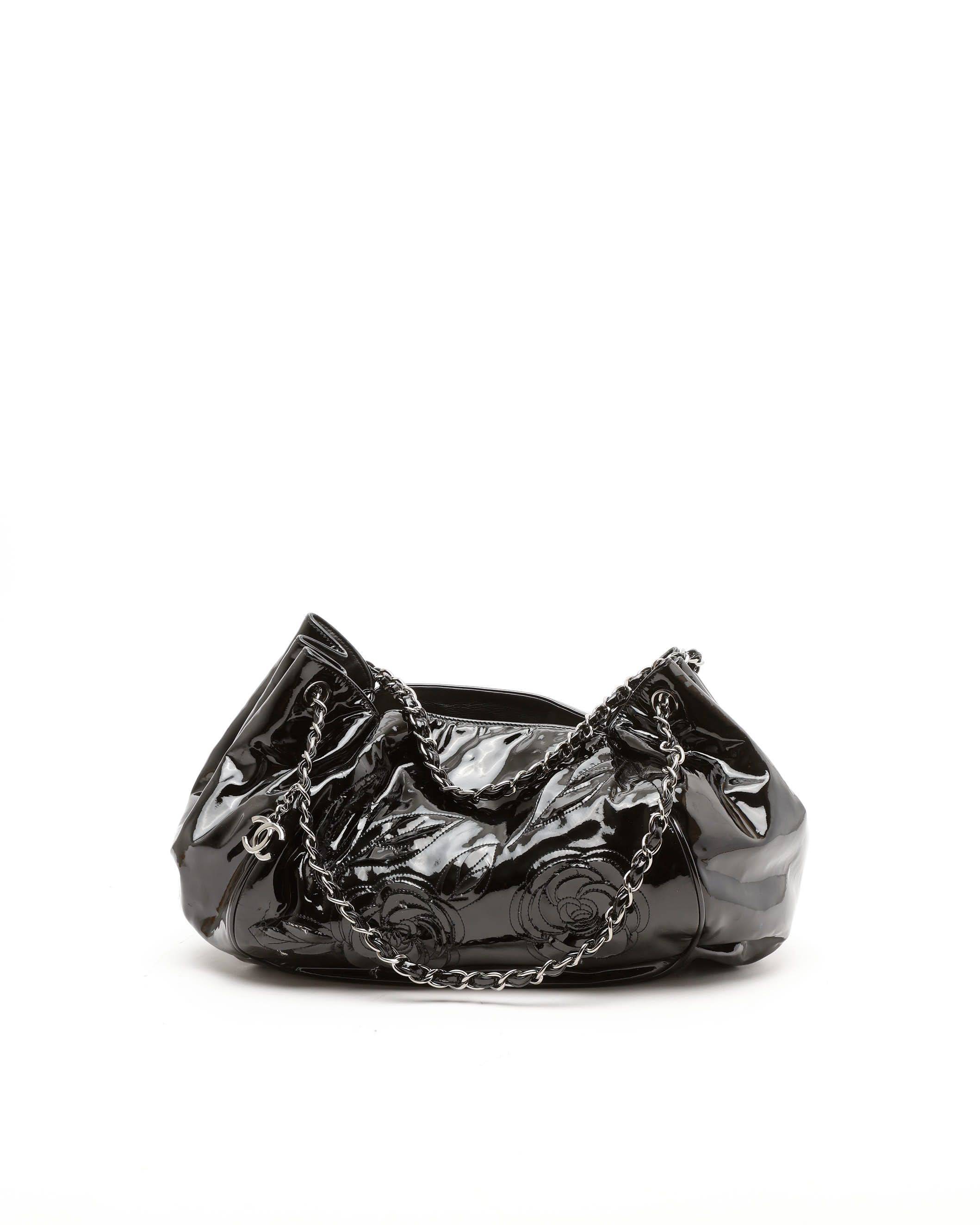 Chanel Camellia Patent Tote Bag - Black (One Size)