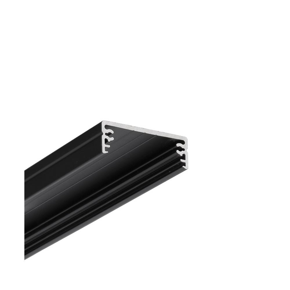 2m aluprofil WIDE24 G/W - Sort anodiseret, påbygning, LED skinne
