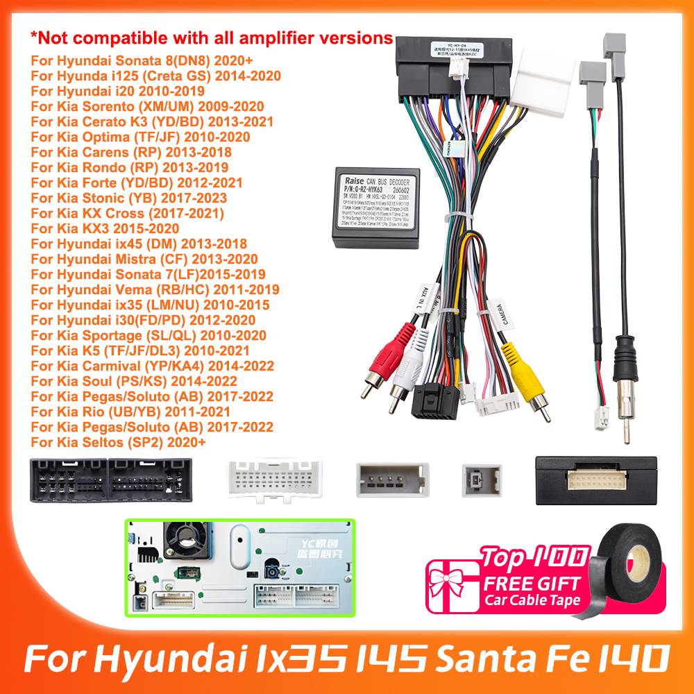 Car Android Radio 16Pin Wiring Canbus For Hyundai Tucson Elantra Sonata IX45 SANTAFE Cerato KIA Sorento Rio Ceed Sportage K3KX7