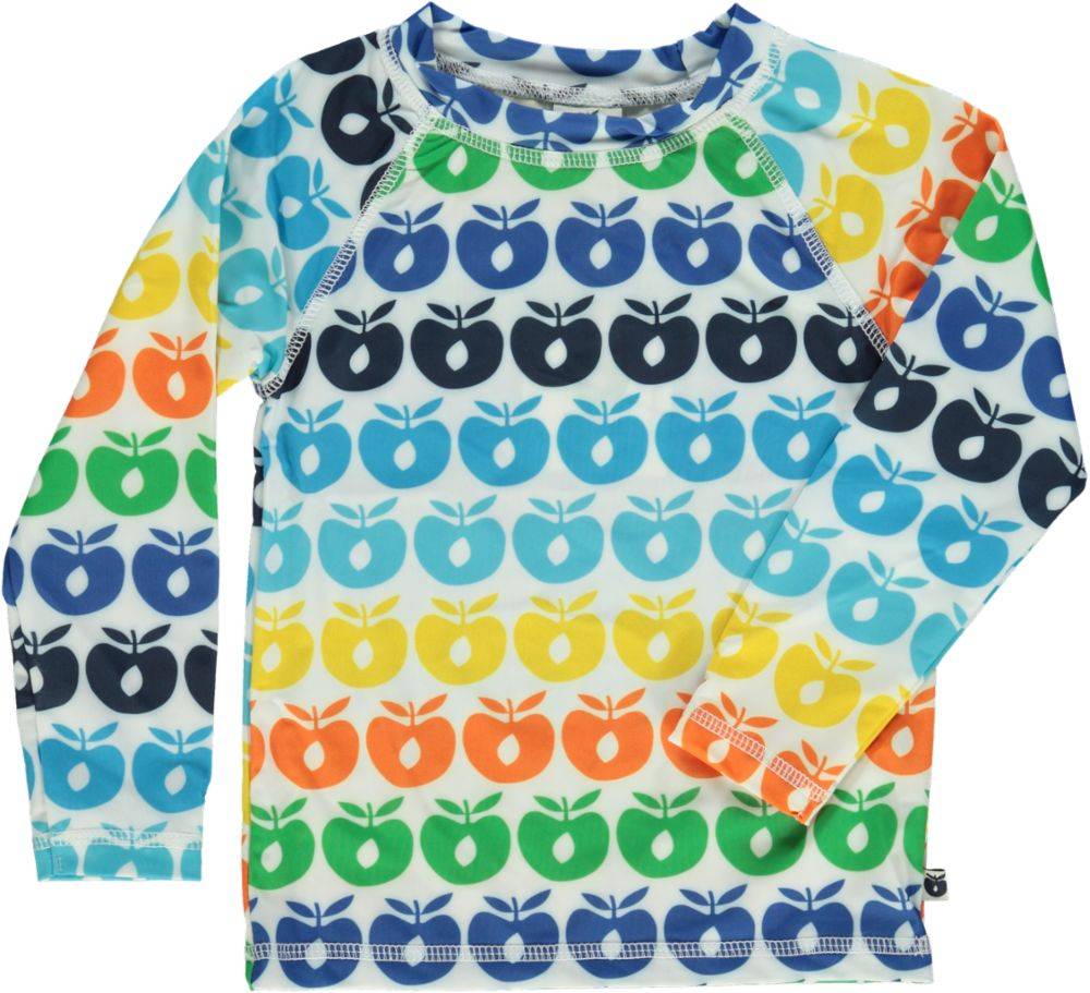 UV bluse til børn med retro æbler - Blue Atoll / 3-4