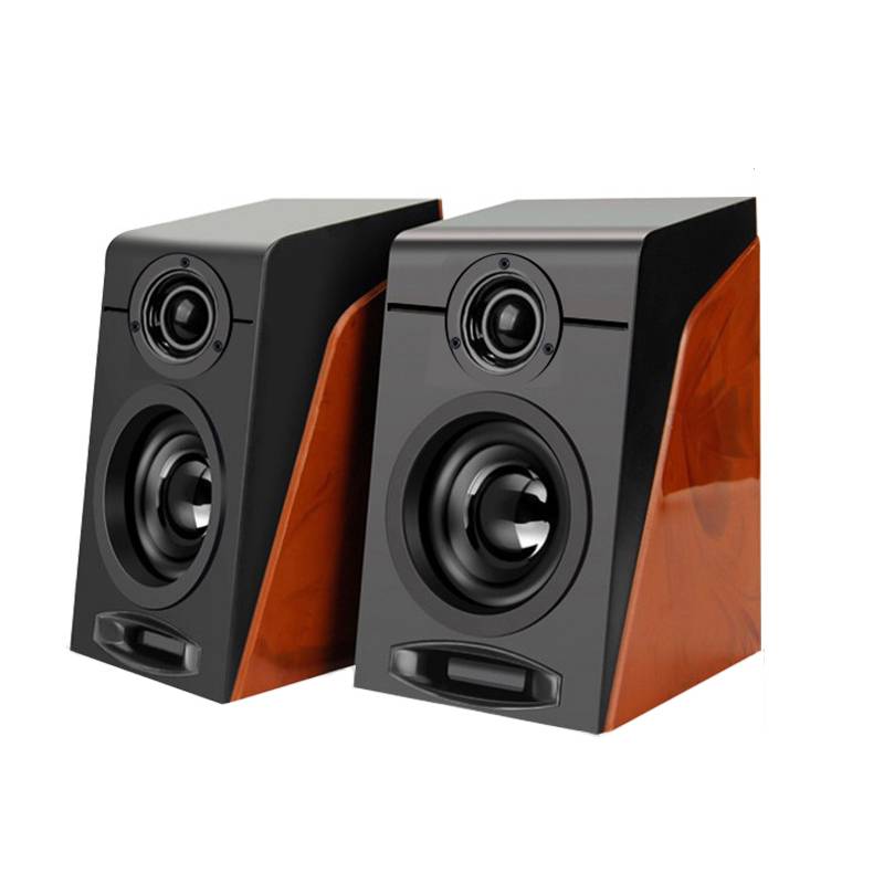 Usb trådbundna träkornhögtalare bas stereo subwoofer ljudbox aux input datorhögtalare för stationära pc-telefoner - Brun
