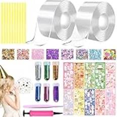 Nano Tape Bubbles-set, 38 stycken Nano Tape DIY Craft-kit, dubbelsidig tejp, Blowing Bubble tejp, magisk nanotejp med paljetter klistermärken, partypresenter för barn