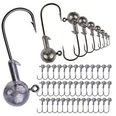 Goture Round Jig Head, Bly Jig Head Krokar för sötvattensaltvattenfiske, Swimbbait Jig Heads med fiskelåda för TroutBass Fishing, Crappie Pro Jig Head - Multifärgad (Multi-size)