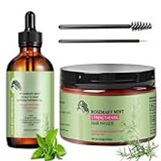 Rosmarinolja hår och rosmarin hårmask, 60 ml rosmarinolja för hår, rosmarin mint olja & hårolja för hårbottenvård, för att minska håravfall och främja en hälsosam hårtillväxt