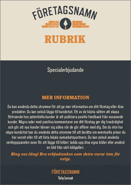 A6-flyers - Bruna - Puts - Bygg & Anläggning