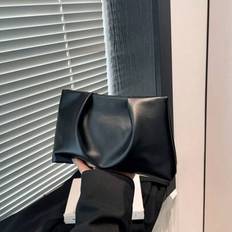 Fashion Solid Color Clutch Bag, Pleated Cloud Bag, Casual Envelope Bag, Cosmetic Bag, Travel Accessory Bag, Liner Bag, Toiletry Bag, Storage Pouch - Black