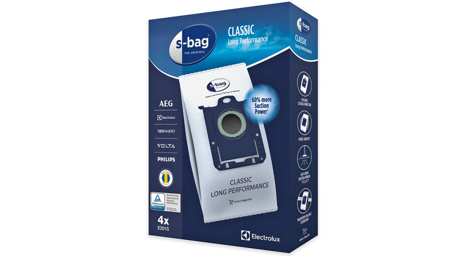 Dammsugarpåsar S-bag 4-pack, Electrolux