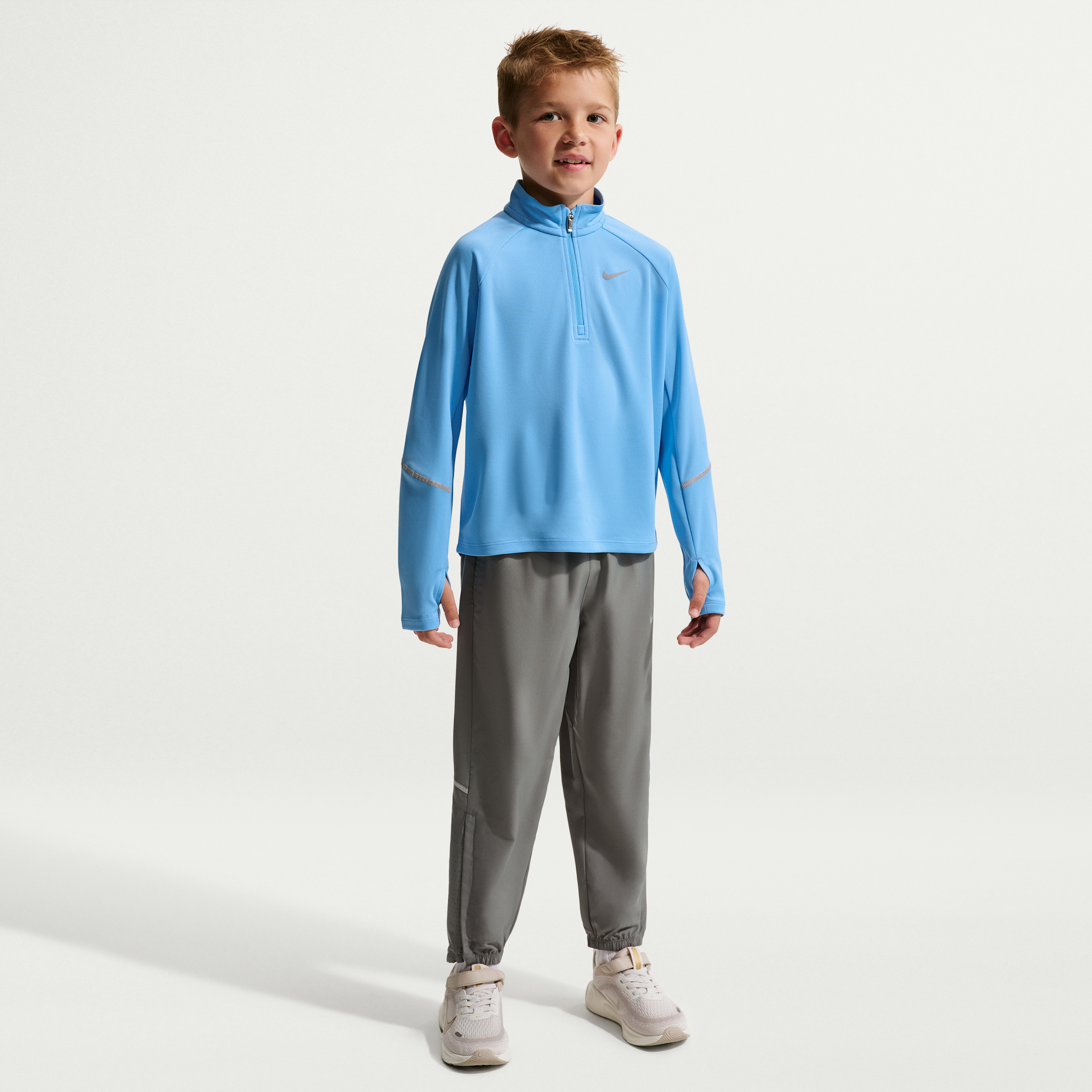 Nike Dri-FIT Miler Quarter-Zip-sæt med top og bukser til mindre børn - blå