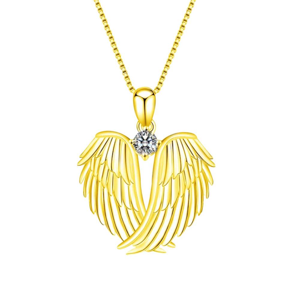 Angel Wing S Pendant Necklace with Birthstone for Women