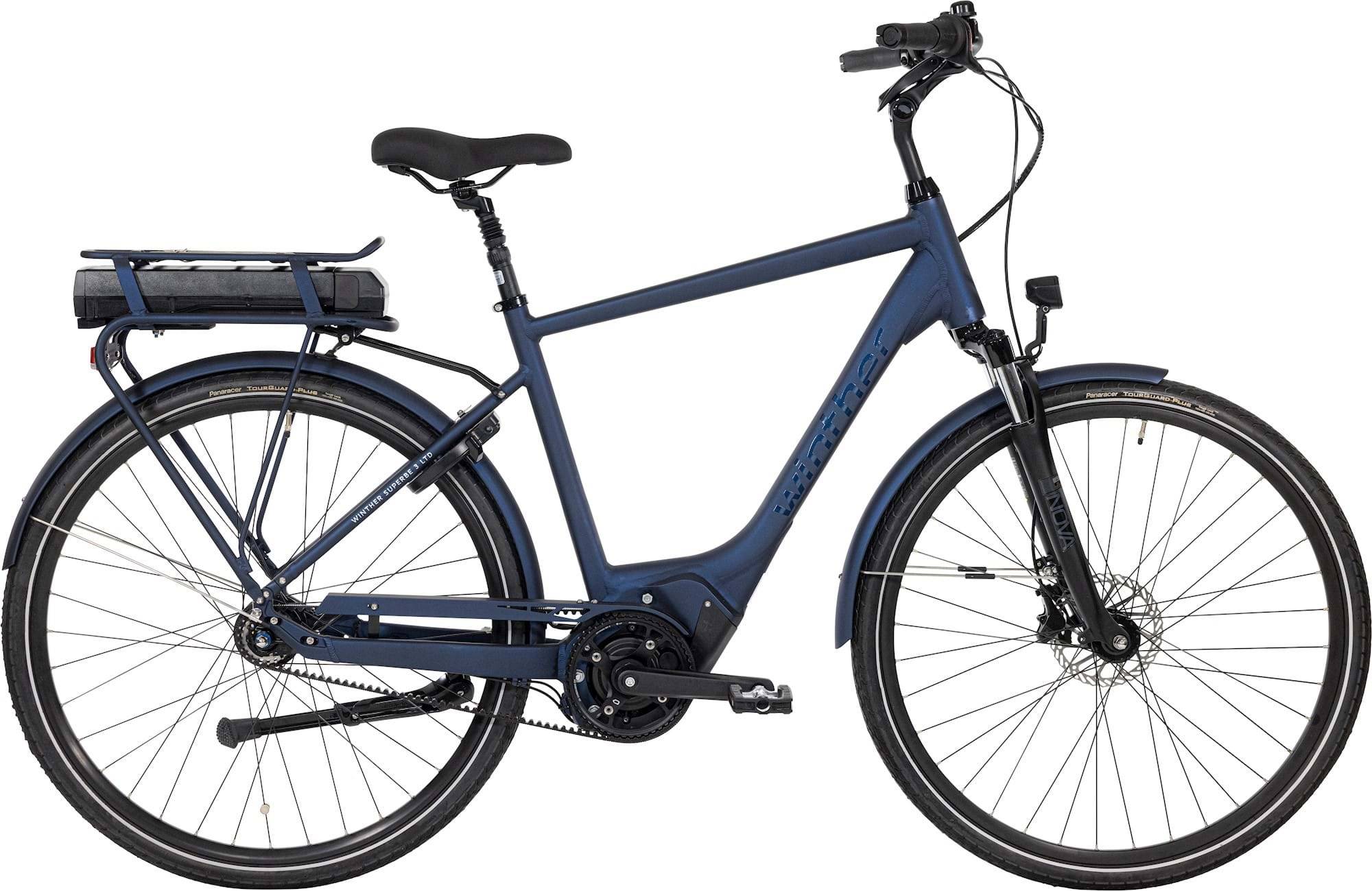 Winther Superbe 3 Ltd Herre Elcykel Mørke Remtræk - 58 Cm - Blå.