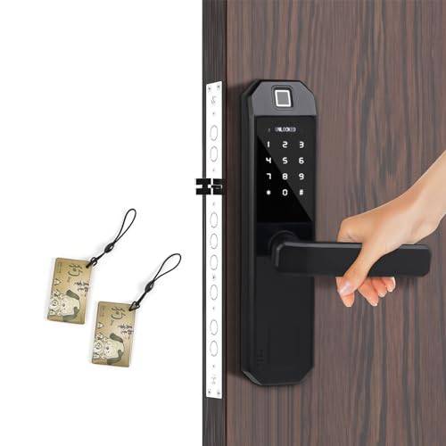 Smart Dörrlås Med Nummerkod Och Fingeravtryck - Intelligent Stöldskyddslås Med Handtag, Elektroniskt Hem Dörrlås Svart