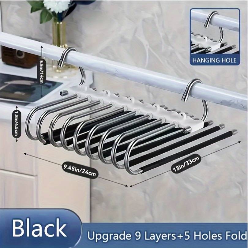 TEMU 1pc Upgrade 5/9 Layers Pants Hangers, Space Saving Non Slip Multifunctional Rack, S-type Closet Organizer With Hooks For Leggings Trousers Clothing Shop