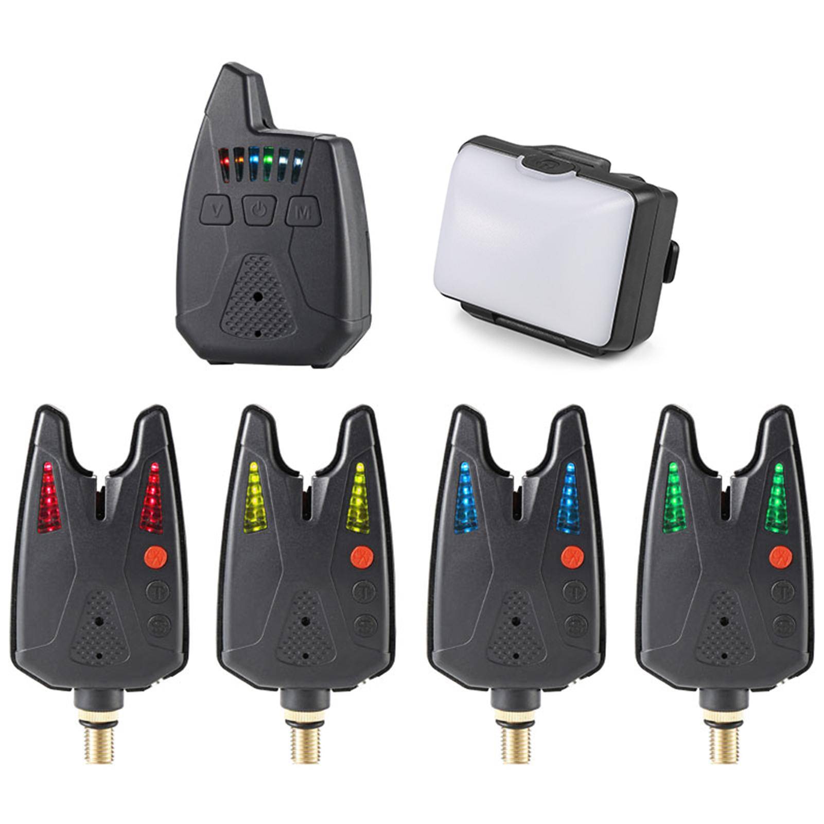 Elektroniska Fiskelarm Napplarm LED Trådlöst Fiskelarm Digital Fiskemottagare Ljud 1 receiver and 4 transmitters