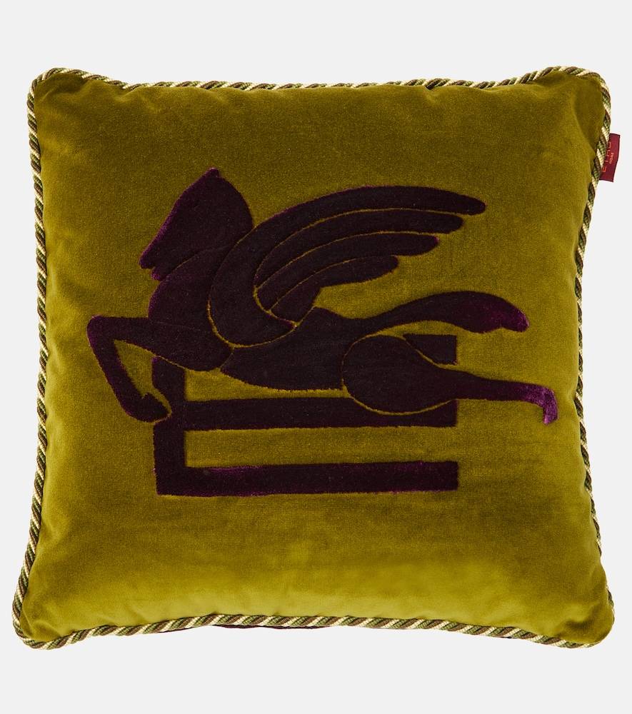 Etro Embroidered cotton and velvet cushion