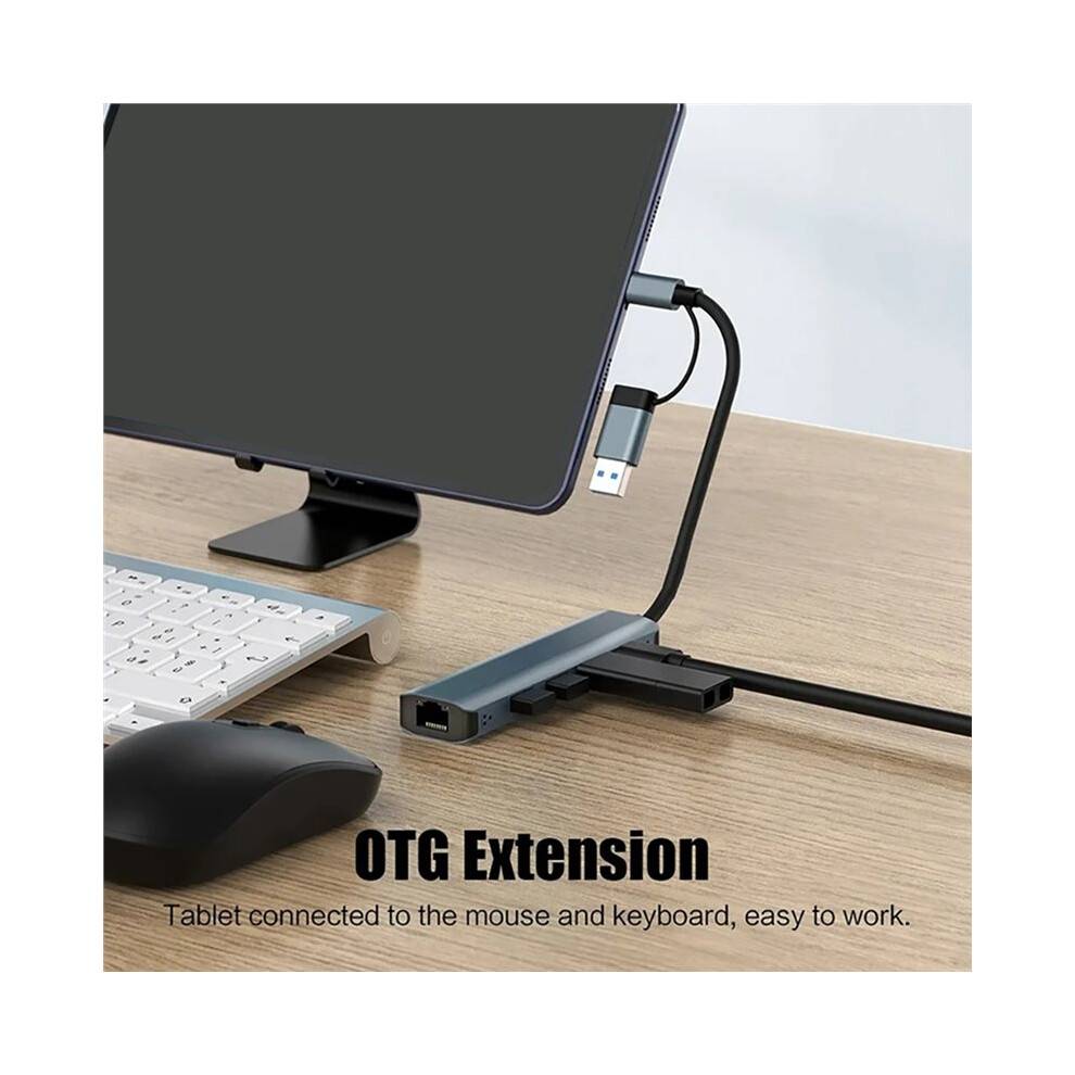 USB C HUB USB-C Multiport Adapter Type C 3.1 USB 3.0 Data Transfer Gigabit Ethernet RJ45 1000Mbps Splitter