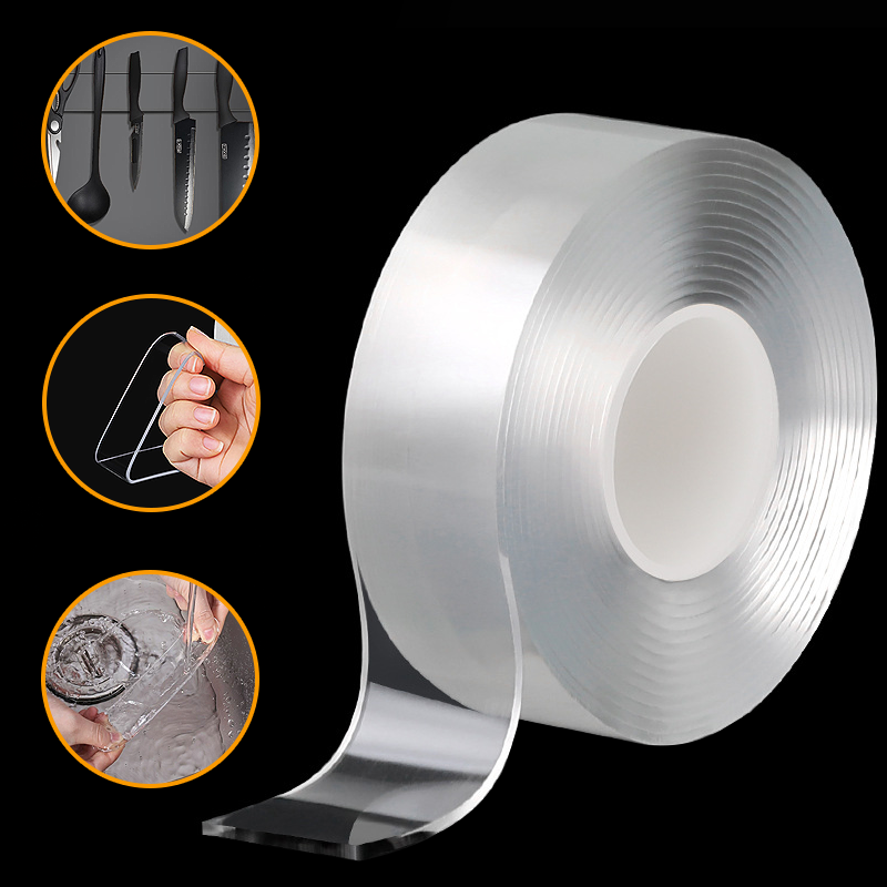 Heavy Duty Double Sided Waterproof Nano Tape 2MM Reusable No Residue For Bathrooms