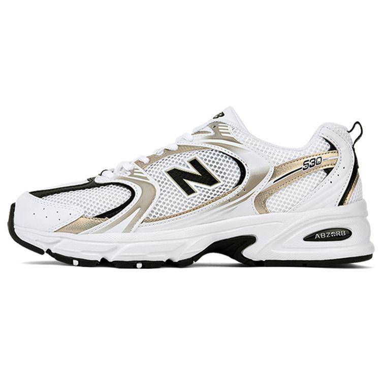 New Balance Nb 530-serien Retro Bekvämt Nätmaterial Syntetiskt Läder Låg topp Vardagliga Löparskor Unisex sneaker Vit Svart MR530UNI 41.5