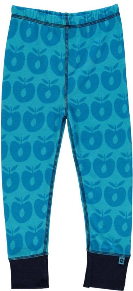 Leggings i uldmix med æbler - Blue / 4-5