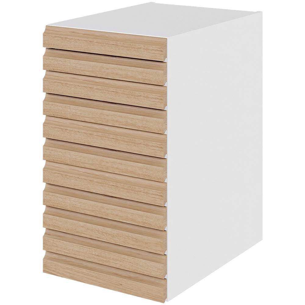 Multi-Living Køkken skuffeskab i S-Line Eg H: 70,4 cm D: 60,0 cm - 4 skuffer fuldtudtræk med softluk - Bredde: 40 cm.