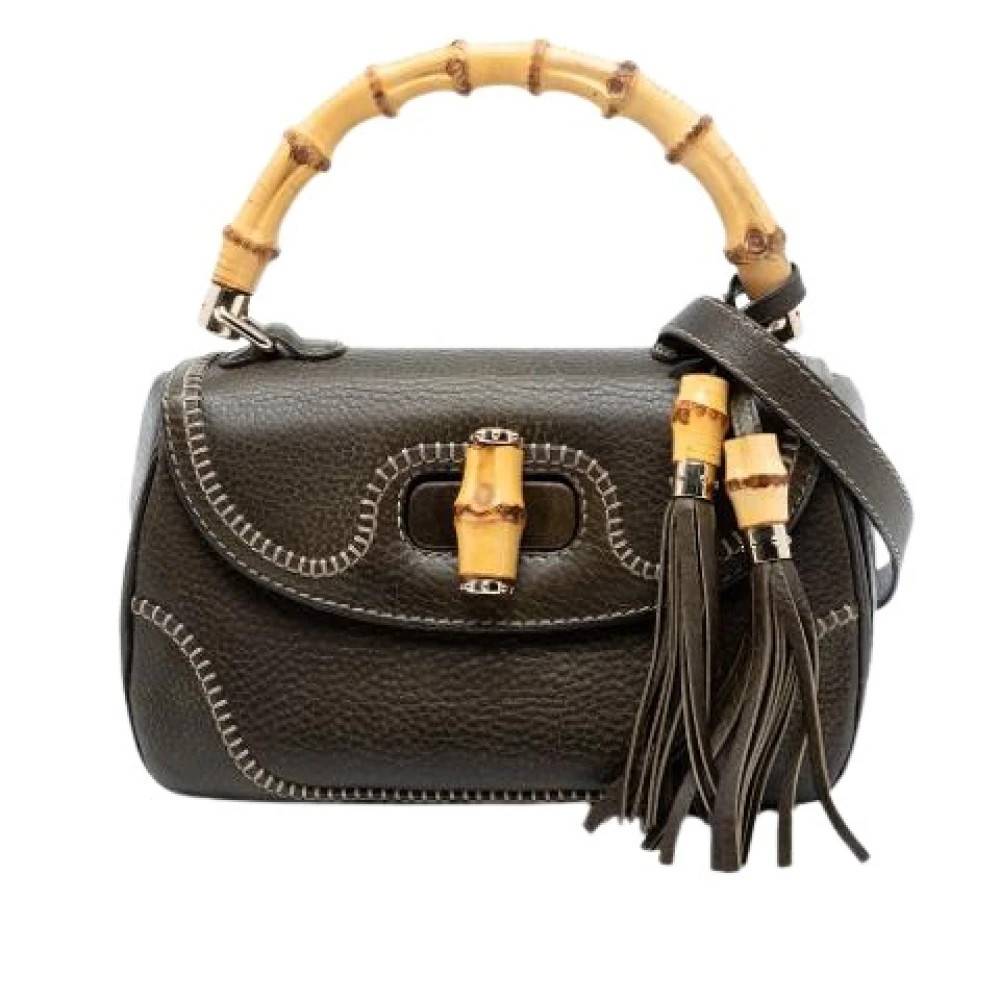 Gucci Vintage Pre-owned New Bamboo Satchel - Vintage - Dame - Grøn - ONE SIZE - Uld