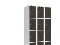(ComputerSalg) Garderobeskab 3x300 mm Skråt tag 4-delt søjle Laminat dør Nocturne wood Cylinderlås
