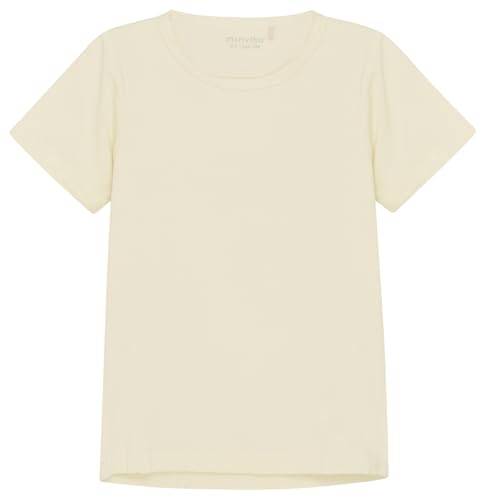 MINYMO T-shirt med kortärmad blus i bekväm kvalitet för flickor, Vit (vit 100), 110 cm