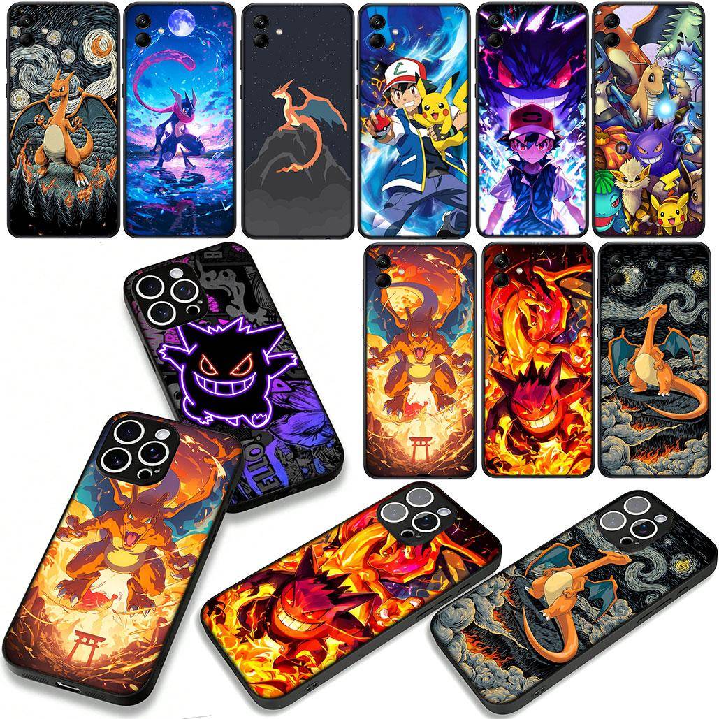 P-Pokemons Charmander P-Pikachus Telefonfodral för Apple iPhone 16 15 14 Plus 13 12 Mini 17 Pro Max + 16E Air 16+ ProMax