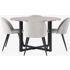 Venture Home - Matgrupp Durango med 4st matstolar Velvet - Brun - Matgrupper - Från Homeroom