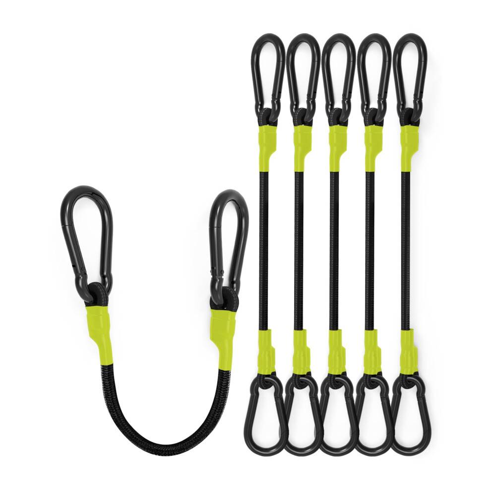 8 stk 60 tommer karabinhage-bungee-snor udend?rs med aluminiumslegeringskroge Sort/gule bungee-stropper med overlegen elasticitet og opgraderede