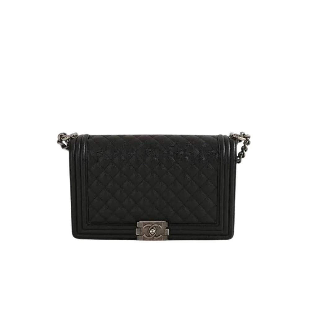Chanel Vintage Pre-owned Quilted Caviar Flap Skuldertaske - Vintage - Dame - Sort - ONE SIZE - Uld