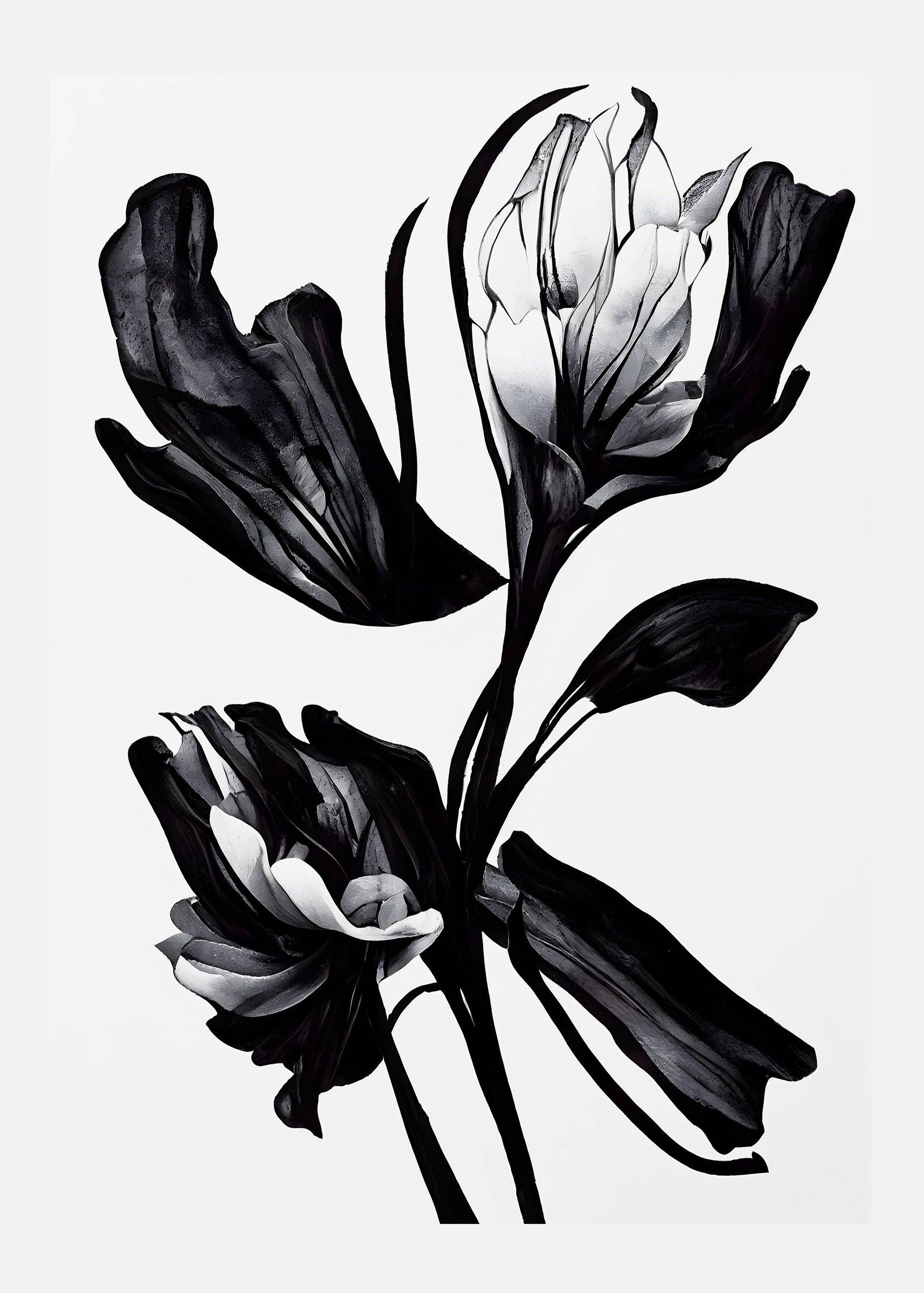 Black Flower Canvastavla (100x140 cm)