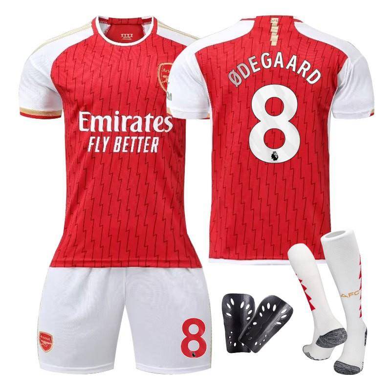 Arsenal 2023-24 Home Football Uniform Set Jersey No. 8 Odegaard 7 Saka Player Version Fan Team