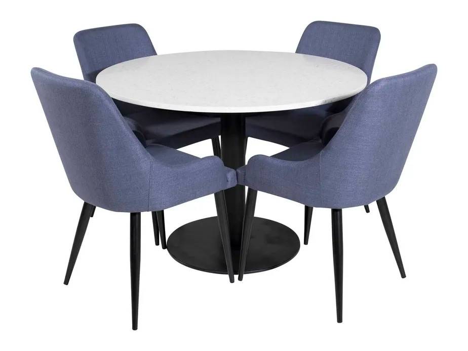 Venture Design Razzia & Plaza matgrupp Vit/blå 4 st stolar & bord 106 cm