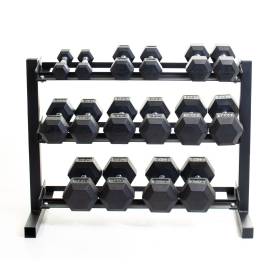 Body Power 40" Dumbbell Rack and Rubber Hex Set - 2.5 to 20kg