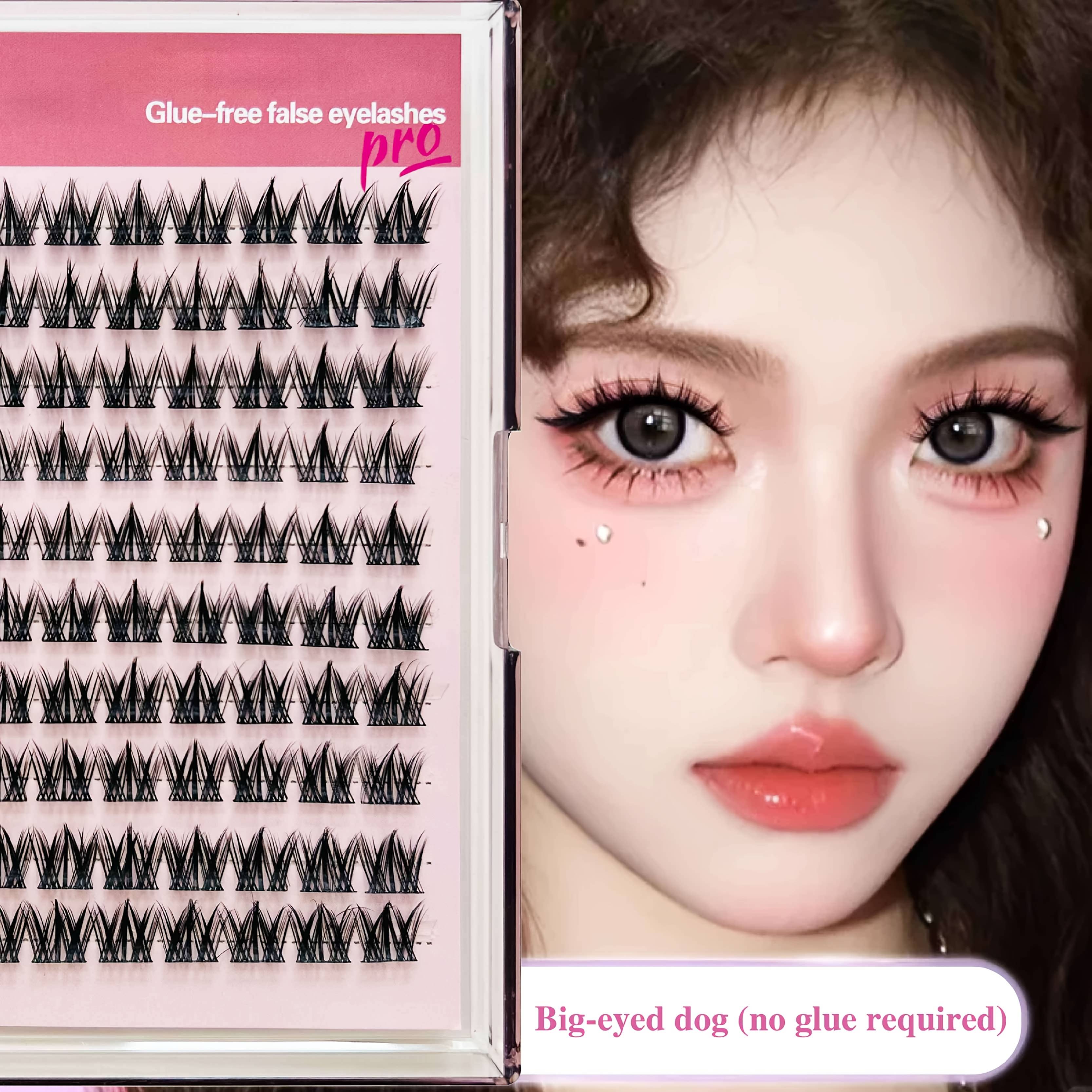Glue-free Milky Puppy Eyelash Set - 100pcs Jelly Adhesive, D- 0.03mm Thin Individual Lashes, Must-have For Beginners