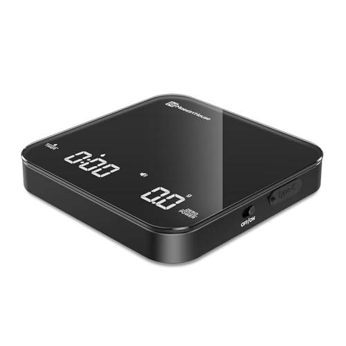 Uppladdningsbar mini-kaffevåg med timer, Maestri hus espressomåg, 2 kg/0,1 g exakt skala för espresso och hällkaffe, bärbar digital köksvåg med automatisk timer