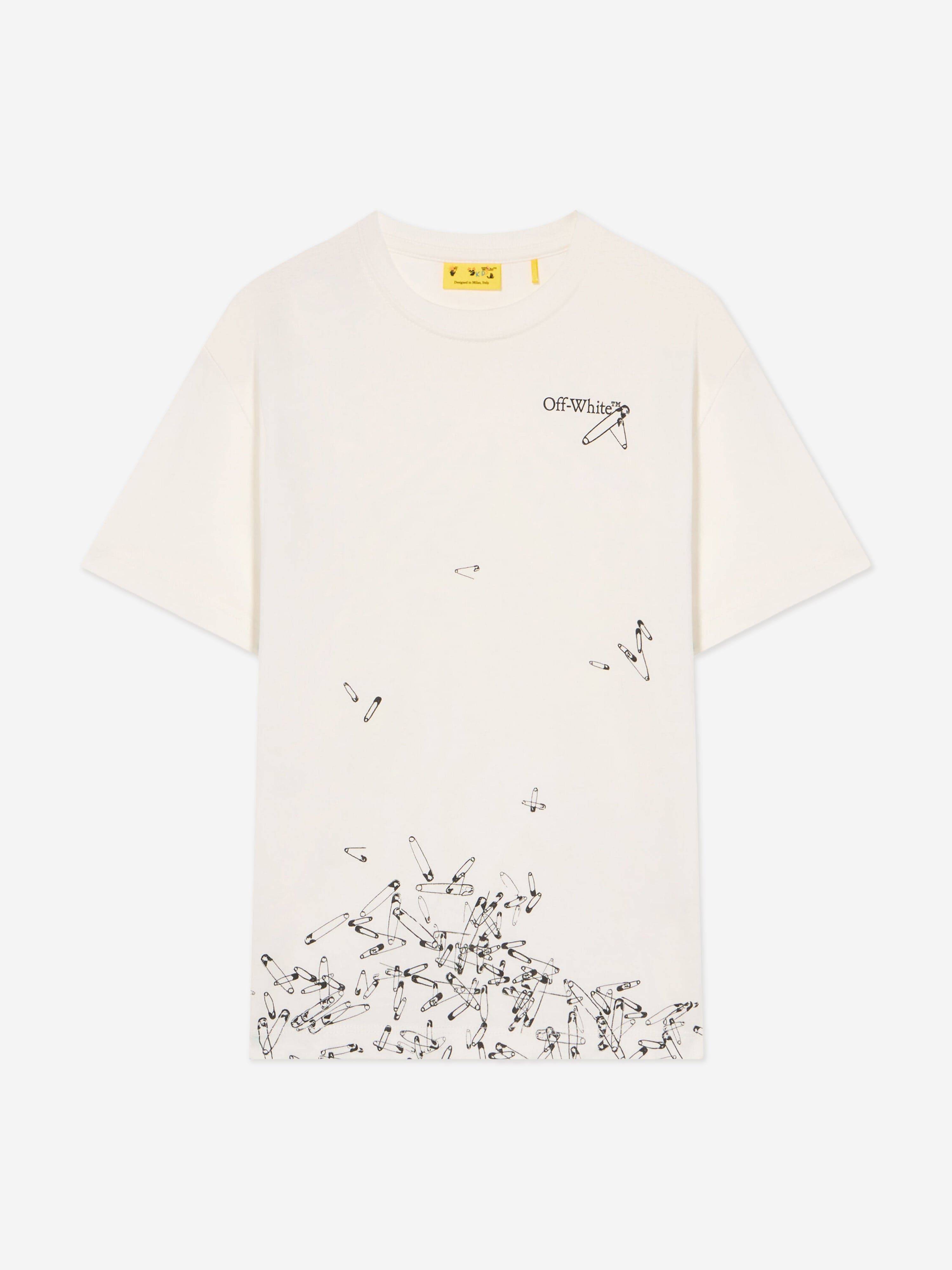 Off-White Kids Safety Pins T-Shirt in White - White / 12 Yrs (12 Yrs)