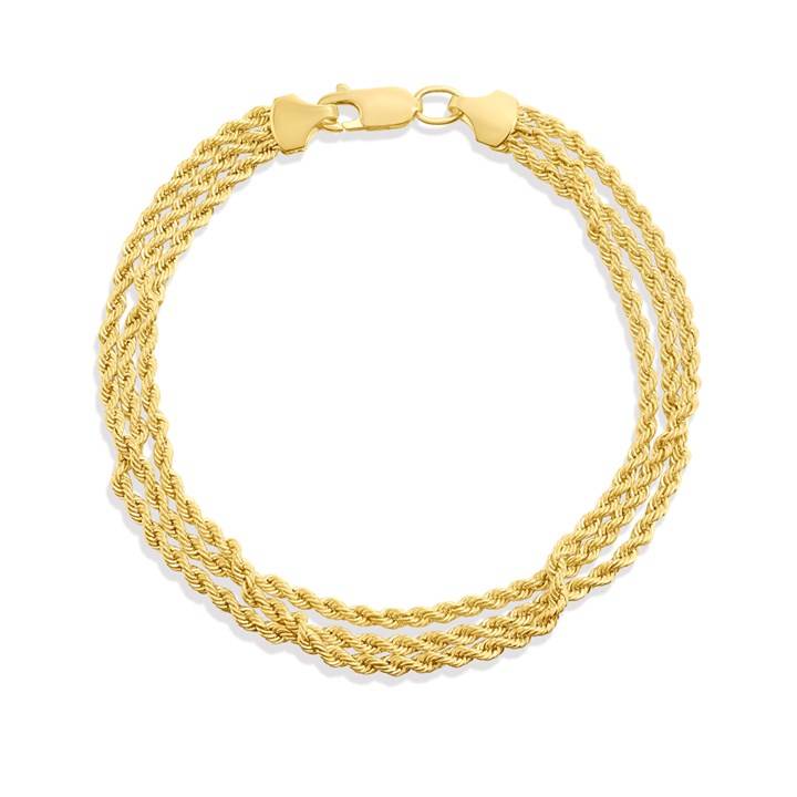 AUREUS Silver And 9ct Bonded Gold 3 Row Rope Bracelet - M3658
