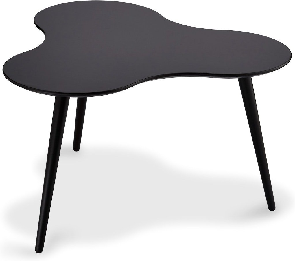 Sofabord/kaffebord Raymond & Hallmark Blackford, sort MDF, afrundet ujævn bordplade, 80x80 cm, H43.