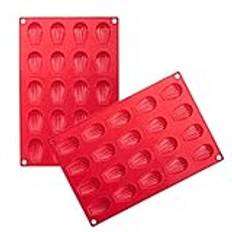 Madeleine bricka, non-stick silikon kakform, mini madeleines kammussla, snäckskal, bakform, popup-form, 2-pack