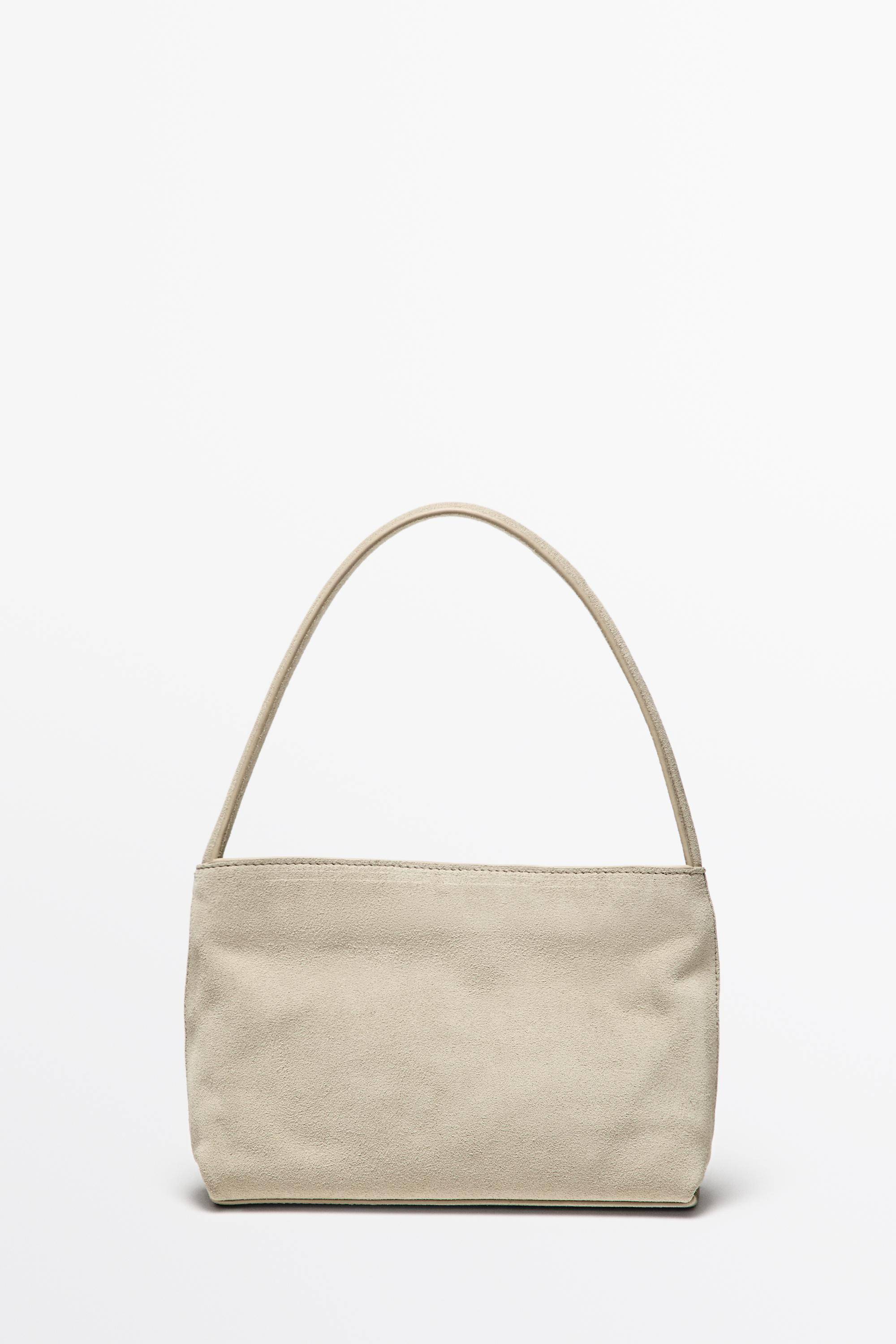 Massimo Dutti - Female - Skuldertaske I Spaltlæder - Råhvid - 01