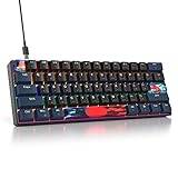 SOLIDEE 60% mekaniskt gamingtangentbord,61 tangenter med linjära röda switchar,trådbundet mekaniskt tangentbord med LED-bakgrundsbelysning,ergonomiskt tangentbord med blandat ljus(61 Blue Samurai B)