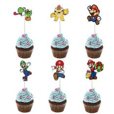 Super Mario fødselsdag cupcake kagepynt 24 stk