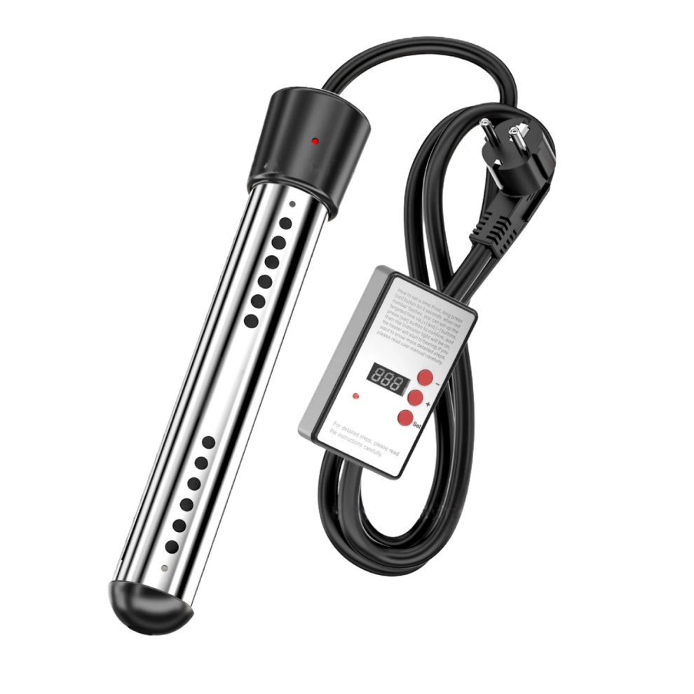 Elektrisk nedsænkbar poolvarmer 3000W EU2000W, vandvarmerstang med timer til hurtig opvarmning af swimmingpool, sort
